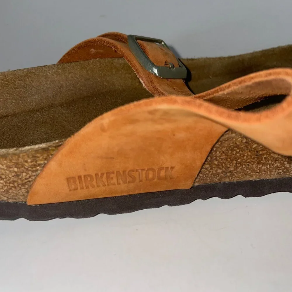 Birkenstock Gizeh Women's Leather Burnt Orange Thong Sandals Size 39 / US 8 - 8 - Picture 6 of 13